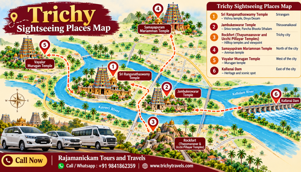 Trichy Sightseeing Places Map